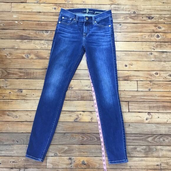 SEVEN for all mankind 7FAM Gwenevere high waisted skinny blue stretchy denim 25 - Picture 6 of 10